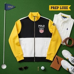 Polo Ralph Lauren Colorblock Jacket M Yellow Black White